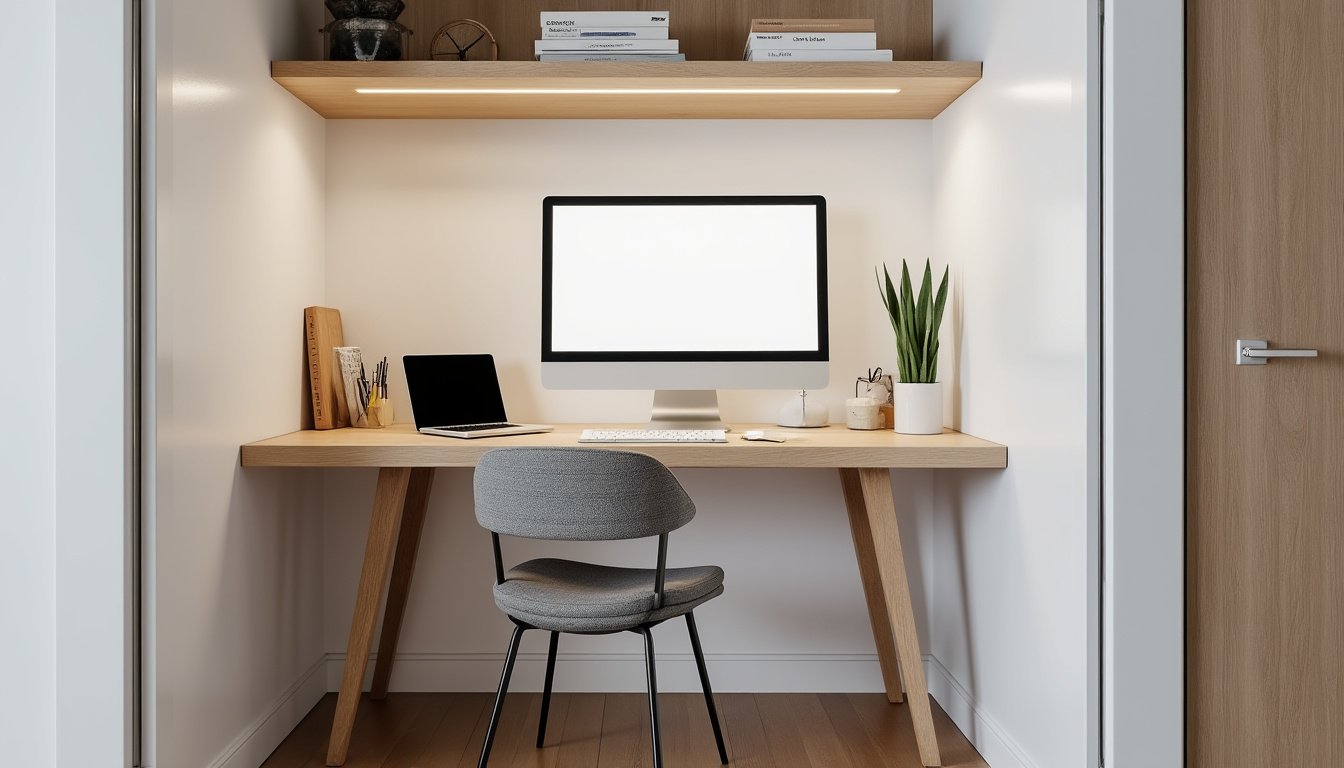 dĂ©couvrez comment transformer un placard en bureau fonctionnel grĂące Ă des astuces dâamĂ©nagement et des conseils pratiques pour optimiser lâespace, crĂ©er un coin travail agrĂ©able et bien organisĂ© chez vous.