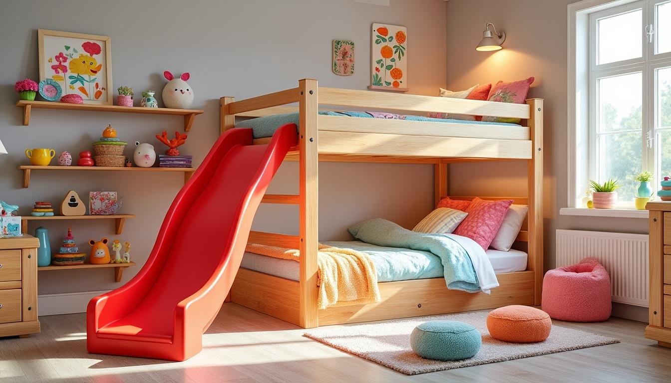 découvrez le lit toboggan, un mobilier à la fois ludique et pratique, parfait pour une chambre d'enfant moderne et tendance. alliez confort, divertissement et gain de place avec ce mobilier innovant.
