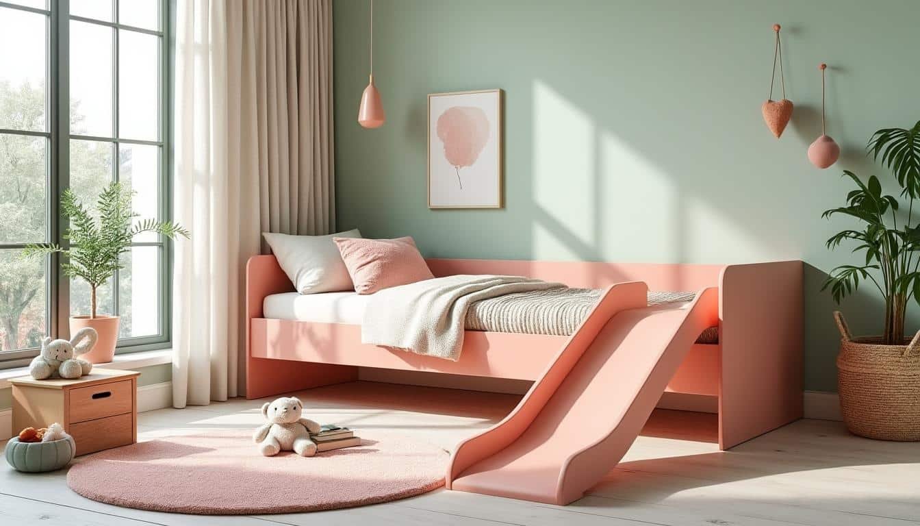 découvrez le lit toboggan, le mobilier parfait alliant jeu et fonctionnalité pour une chambre d'enfant moderne et tendance. offrez à vos enfants un espace ludique et pratique où ils peuvent dormir et s'amuser en toute sécurité.
