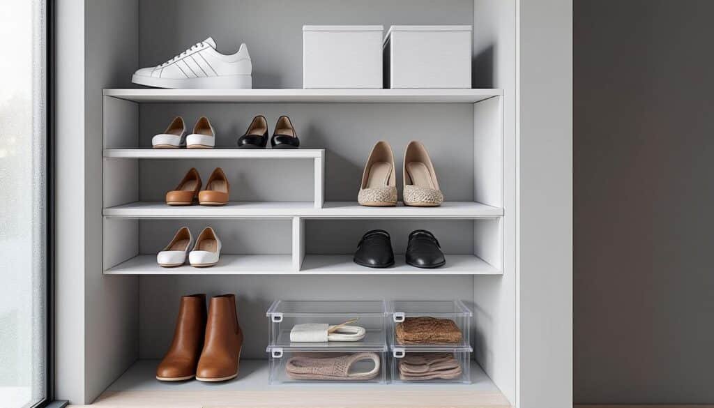 découvrez nos astuces pour organiser efficacement le rangement des chaussures dans un placard et gagner de l'espace tout en gardant vos paires bien ordonnées.