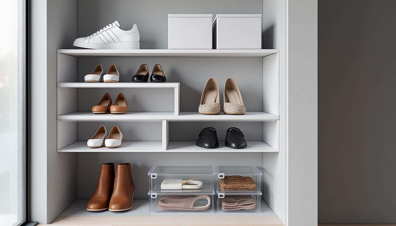 découvrez nos astuces pour organiser efficacement le rangement des chaussures dans un placard et gagner de l'espace tout en gardant vos paires bien ordonnées.